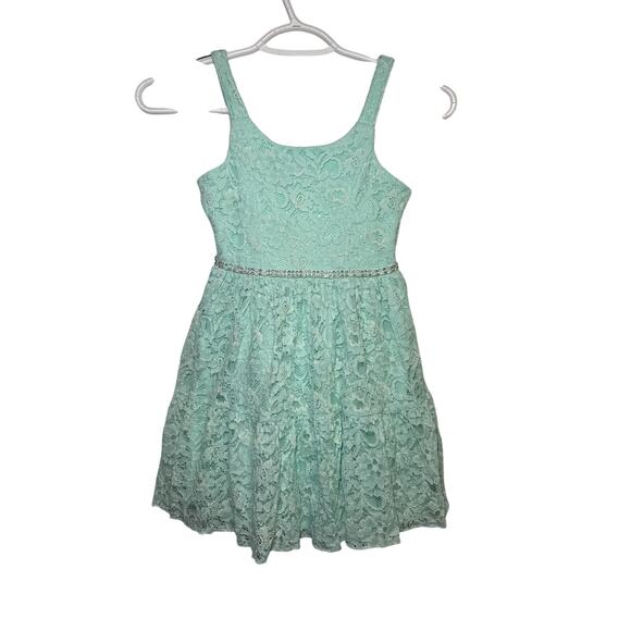 Lilt teal lace overlay formal dress girls small 6/6X wedding event occasion - Picture 1 of 6